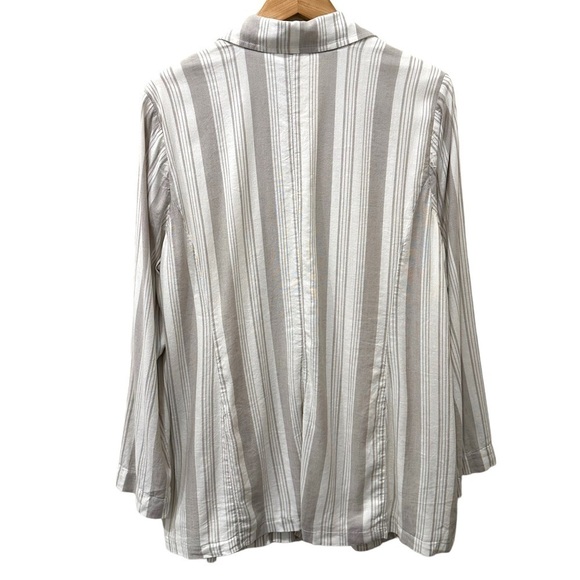 Torrid Linen Blend Blazer Sz 2X Neutral Tan Stripe Lined Lightweight Jacket‎ NEW - Picture 6 of 7